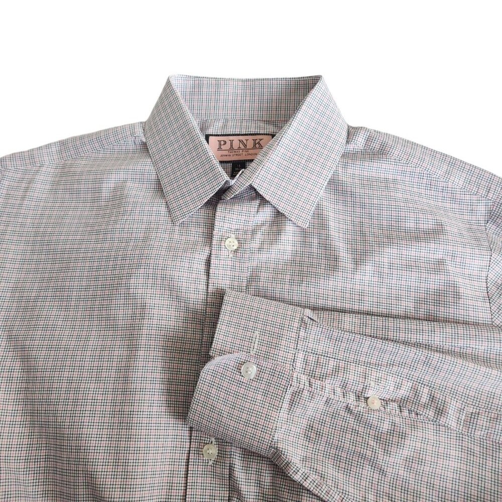 Thomas Pink Jermyn Street London‎ Super Slim Dress Shirt Men's 15 38 Micro-Check